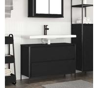 Meuble de salle de bain lavabo tiroirs chêne noir 90x34,5x60 cm, meuble vasque de toilette, meuble de rangement de 861877