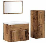 vidaXL Meuble de Salle de Bain Suspendu en Vieux Bois 30 x 30 x 80 cm - Solution de Rangement comme au Spa, Design Mural, poignées en Acier Inoxydable Poli, Style Moderne, Grand Espace, Ensemble de m