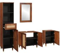vidaXL Meuble de salle de bains avec tiroirs avec porte 4 pcs 38 x 33 x 160 cm