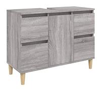 vidaXL Meuble sous lavabo scandinave avec compartiment, 4 tiroirs et pieds – Sonoma gris