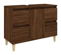 vidaXL Meuble d'Évier, Armoire de Lavabo avec Compartiment et 4 Tiroirs, Meuble sous Lavabo avec Pieds Salle de Bain, Scandinave, Chêne Marron Bois d'Ingénierie