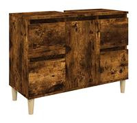 Vidaxl Meuble D'évier Chêne Fumé 80x33x60 Cm Bois D'ingénierie Marron