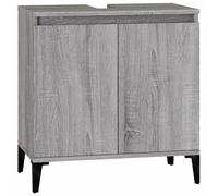 vidaXL Meuble d'Évier, Armoire de Lavabo avec Compartiment et Pieds, Meuble sous Lavabo avec Portes Salle de Bain, Industriel, Sonoma Gris Bois d'Ingénierie