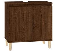 vidaXL Meuble d'Évier, Armoire de Lavabo avec Compartiment et Pieds, Meuble sous Lavabo avec Portes Salle de Bain, Scandinave, Chêne Marron Bois d'Ingénierie