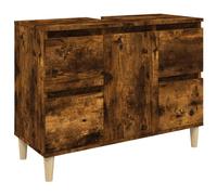 Vidaxl Meuble D'évier Chêne Fumé 80x33x60 Cm Bois D'ingénierie Marron