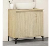 vidaXL Meuble d'évier chêne sonoma 58x33x60 cm bois d'ingénierie, meuble de salle de bain, meuble sous lavabo de salle de 847408 Marron G