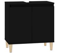 Vidaxl Meuble D'évier Noir 58x33x60 Cm Bois D'ingénierie Marron