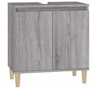 vidaXL Meuble sous lavabo – Armoire scandinave avec portes, compartiment et pieds – Sonoma gris