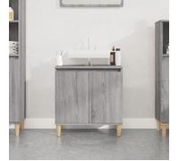 vidaXL Meuble sous lavabo – Armoire scandinave avec portes, compartiment et pieds – Sonoma gris