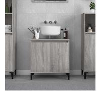 vidaXL Meuble d'Évier, Armoire de Lavabo avec Compartiment et Pieds, Meuble sous Lavabo avec Portes Salle de Bain, Industriel, Sonoma Gris Bois d'Ingénierie