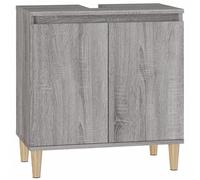 vidaXL Meuble d'Évier, Armoire de Lavabo avec Compartiment et Pieds, Meuble sous Lavabo avec Portes Salle de Bain, Scandinave, Sonoma Gris Bois d'Ingénierie