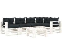 vidaXL Meuble en bois pour palettes ensemble de 6 pièces avec coussin anthracite Canapé en palette Coussin de palette Lounge Salon de jardin Canapé d'angle Canapé central Canapé de jardin
