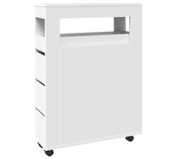 vidaXL Meuble étroit de salle de bain à roulettes – Rangement blanc