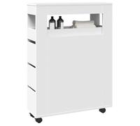 vidaXL Meuble étroit de salle de bain à roulettes blanc, rangement de salle de bain étroit, rangement étroit pour salle de 855268