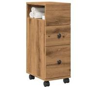 vidaXL Meuble étroit de salle de bain à roulettes chêne artisanal, rangement de salle de bain étroite, rangement de salle de 855240 Marron G