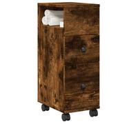 vidaXL Meuble étroit de salle de bain 855236 à roulettes chêne fumé