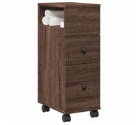 vidaXL Meuble étroit de salle de bain à roulettes chêne marron