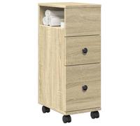 vidaXL Meuble étroit de salle de bain à roulettes chêne sonoma, rangement de salle de bain étroite, rangement de salle de 855234