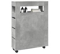 vidaXL Meuble étroit de salle de bain à roulettes gris béton, rangement de salle de bain étroit, rangement étroit pour salle 855271