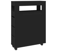 vidaXL Meuble étroit de salle de bain à roulettes – Noir