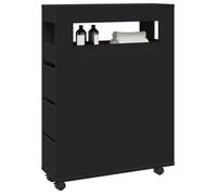 vidaXL Meuble étroit de salle de bain à roulettes – Noir