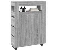 vidaXL Meuble étroit de salle de bain à roulettes Sonoma gris