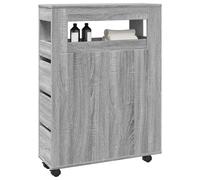 Vidaxl Meuble Étroit De Salle De Bain À Roulettes Sonoma Gris Gris