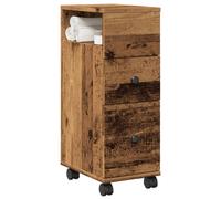 vidaXL Meuble étroit de Salle de Bain à roulettes Vieux Bois, Rangement de Salle de Bain étroite, Rangement de Salle de Bain étroit, Armoire de Salle de Bain Mince
