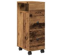 vidaXL Meuble étroit de salle de bain à roulettes Vieux bois Marron