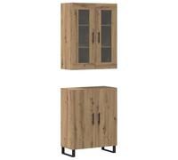 vidaXL Meuble Haut Artisan en Chêne avec 2 Portes, rangement rustique rectangulaire, en bois d'ingénierie, couleur marron, finition vieillie. Idéal pour un usage intérieur, c'est une solution de stock