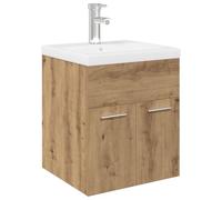 vidaXL Meuble lavabo chêne artisanal avec bassin et robinet intégrés