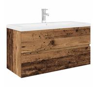 vidaXL Meuble lavabo avec bassin et robinet intégrés Vieux Bois