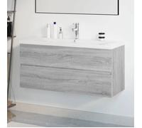 vidaXL Meuble lavabo avec bassin intégré Sonoma gris Bois d'ingénierie