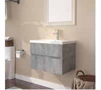 vidaXL Meuble Lavabo avec Bassin Intégré Armoire sous Lavabo Meuble de Rangement de Salle de Bain Maison Sonoma Gris Bois 3152868