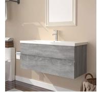 vidaXL Meuble Lavabo avec Bassin Intégré Armoire sous Lavabo Meuble de Rangement de Salle de Bain Maison Sonoma Gris Bois 3152886