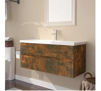 vidaXL Meuble Lavabo avec Bassin Intégré Armoire sous Lavabo Meuble de Rangement de Salle de Bain Maison Chêne Fumé Bois 3152885