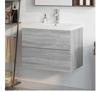 Meuble Lavabo avec Bassin Intégré Armoire sous Lavabo Meuble de Rangement de Salle de Bain Maison Sonoma Gris Bois d'Ingénierie