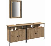 vidaXL Meuble lavabo de salle de bain avec porte 3 pcs Marron 80 x 30 x 60 cm
