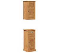 vidaXL Meuble lavabo Rustique en Bois de pin, Couleur Miel, 37 x 34 x 80 cm, Boutons en métal, Rangement intérieur, Portes à charnières, Assemblage à Faire, Fixation Murale requise