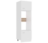vidaXL Armoire à Micro-Ondes Placard Armoire de Rangement Meubles de Cuisine avec 4 Etagères Intérieur Maison Blanc 60x57x207 cm Aggloméré