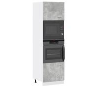 vidaXL Armoire à Micro-Ondes Gris béton 60x57x207 cm Aggloméré, Armoire de Cuisine, Meuble de Cuisine, Armoire de Rangement de Cuisine