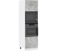 vidaXL Meuble micro-ondes "Lyon" Gris béton 60 x 57 x 207 cm Bois d'ingénierie 856127 Gris