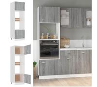 vidaXL Meuble micro-ondes Lyon – Gris Sonoma – 60 x 57 x 207 cm – Bois d'ingénierie