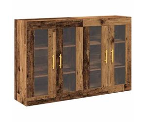 vidaXL Meuble Mural 2 pcs Bois Ancien 69,5 x 34 x 90 cm, Buffet Rectangulaire, Étagère Murale Moderne et Rustique, Rangement Pratique avec Portes en Verre