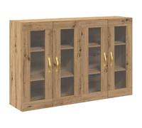 vidaXL Meuble Mural 2 pcs chêne Artisanal 69,5 x 34 x 90 cm, Buffet Rectangulaire, Étagère Murale Moderne et Rustique, Rangement Pratique avec Portes en Verre