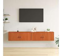 vidaXL Meuble Mural avec étagère 2 pcs Cire Marron 80 x 30 x 30 cm, Chambre, Rectangulaire, Moderne, Durable, Espace Fonctionnel pour la détente, Design Pratique pour Tous Les Besoins