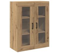 Vidaxl Meuble Mural Avec Portes En Verre, Chêne Fait Main 69.5x34x90 Cm
