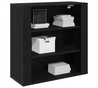 vidaXL Meuble Mural Chêne Noir 80 x 33 x 80 cm Bois d'ingénierie | Ce meuble a trois grandes étagères en chêne massif, parfait pour stocker des livres,