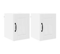 vidaXL Meuble Mural de Cuisine 2 pcs Blanc Brillant 30 x 31 x 40 cm, Armoire de Cuisine Moderne, Rangement Mural rectangulaire, Gestion Durable, Solution Efficace, poignée Noire