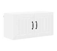 vidaXL Meuble Mural de Cuisine Blanc 80 x 31 x 40 cm Bois d'ingénierie, Armoire de Cuisine Moderne, Rangement Mural rectangulaire, Gestion Durable, Solution Efficace, poignée Noire